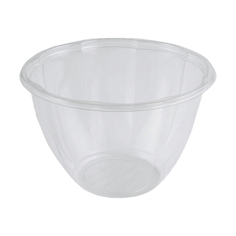 World Centric 48-ounce clear PLA salad bowl, empty product view