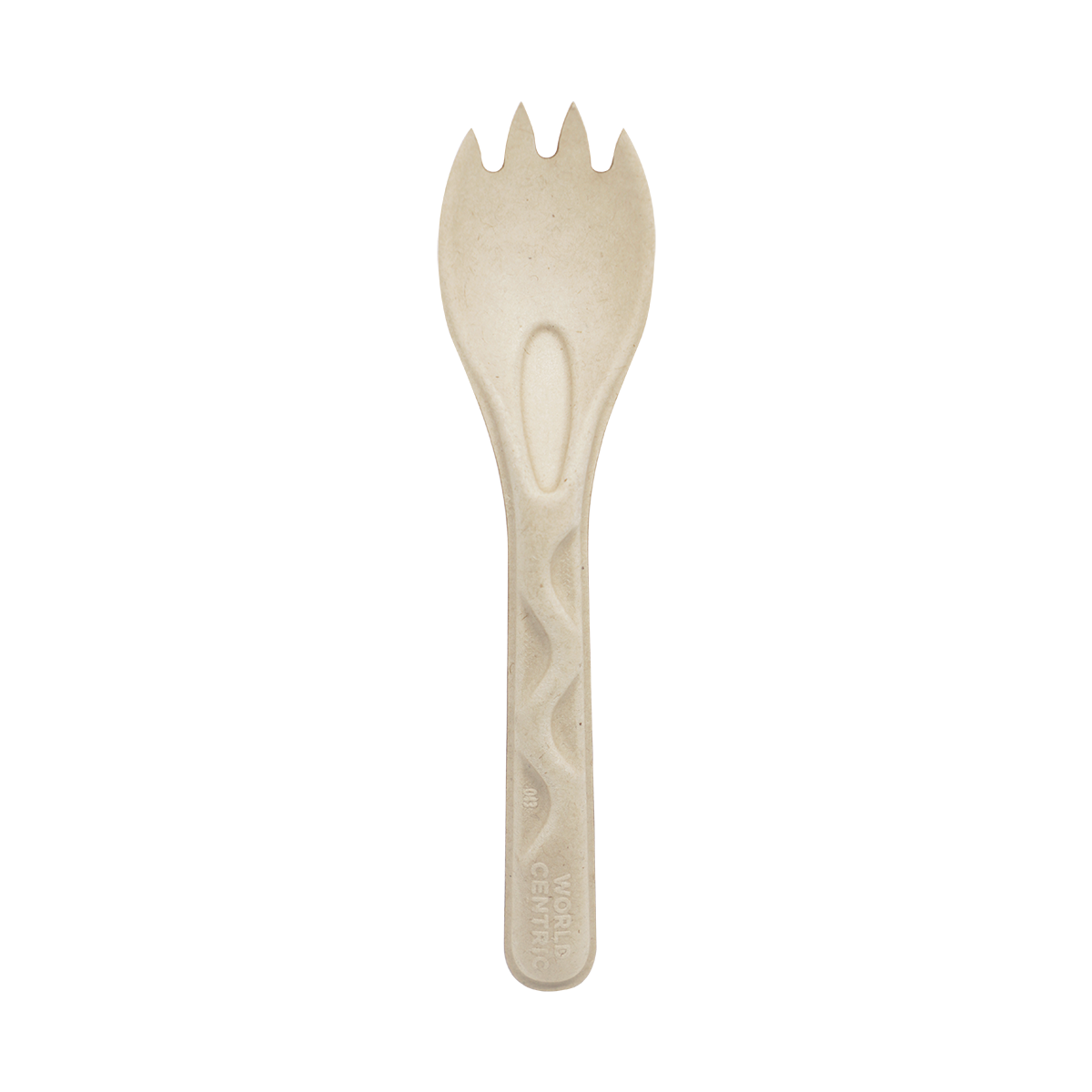 World Centric 6-inch unbleached plant-fiber spork, empty product view
