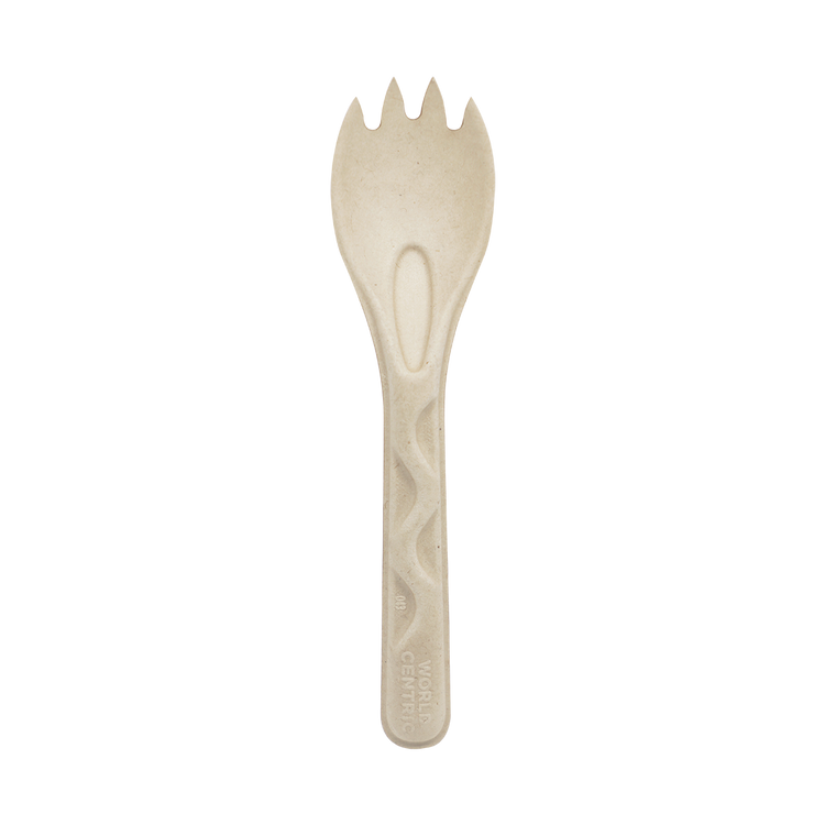 World Centric 6-inch unbleached plant-fiber spork, empty product view