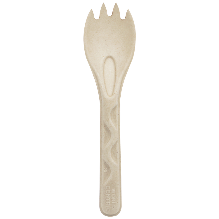World Centric 6-inch unbleached plant-fiber spork, manufacturer product view