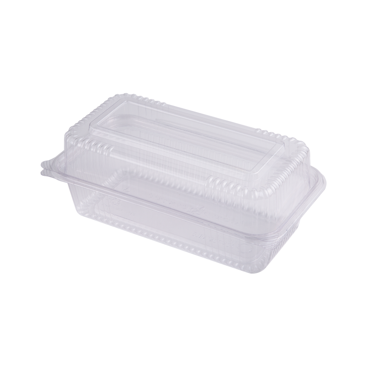 World Centric 9 by 5 inch clear PLA hinged takeout container, empty product view