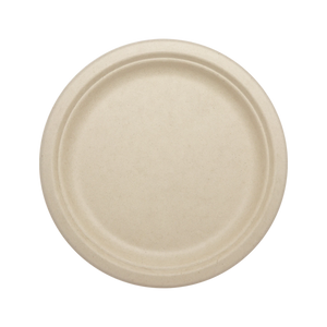 World Centric 9-inch unbleached plant-fiber round plate, empty product view