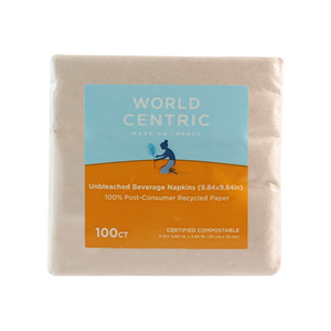 World Centric unbleached 2-ply beverage napkins, packaged product view