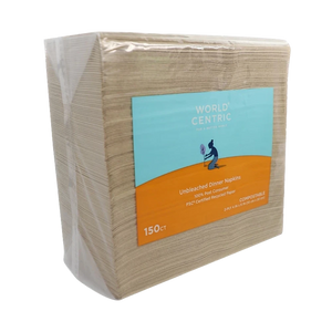 World Centric unbleached 2-ply dinner napkins, packaged product view