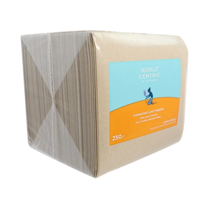 World Centric unbleached 2-ply lunch napkins, packaged product view