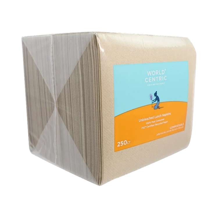 World Centric unbleached 2-ply lunch napkins, packaged product view