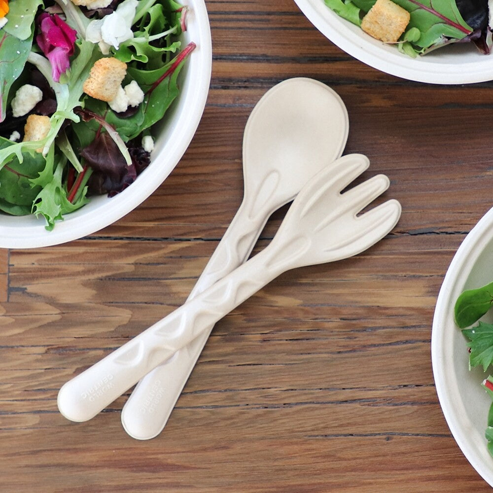 World Centric SS-FB-10-LF fiber serving spoon in salad buffet service