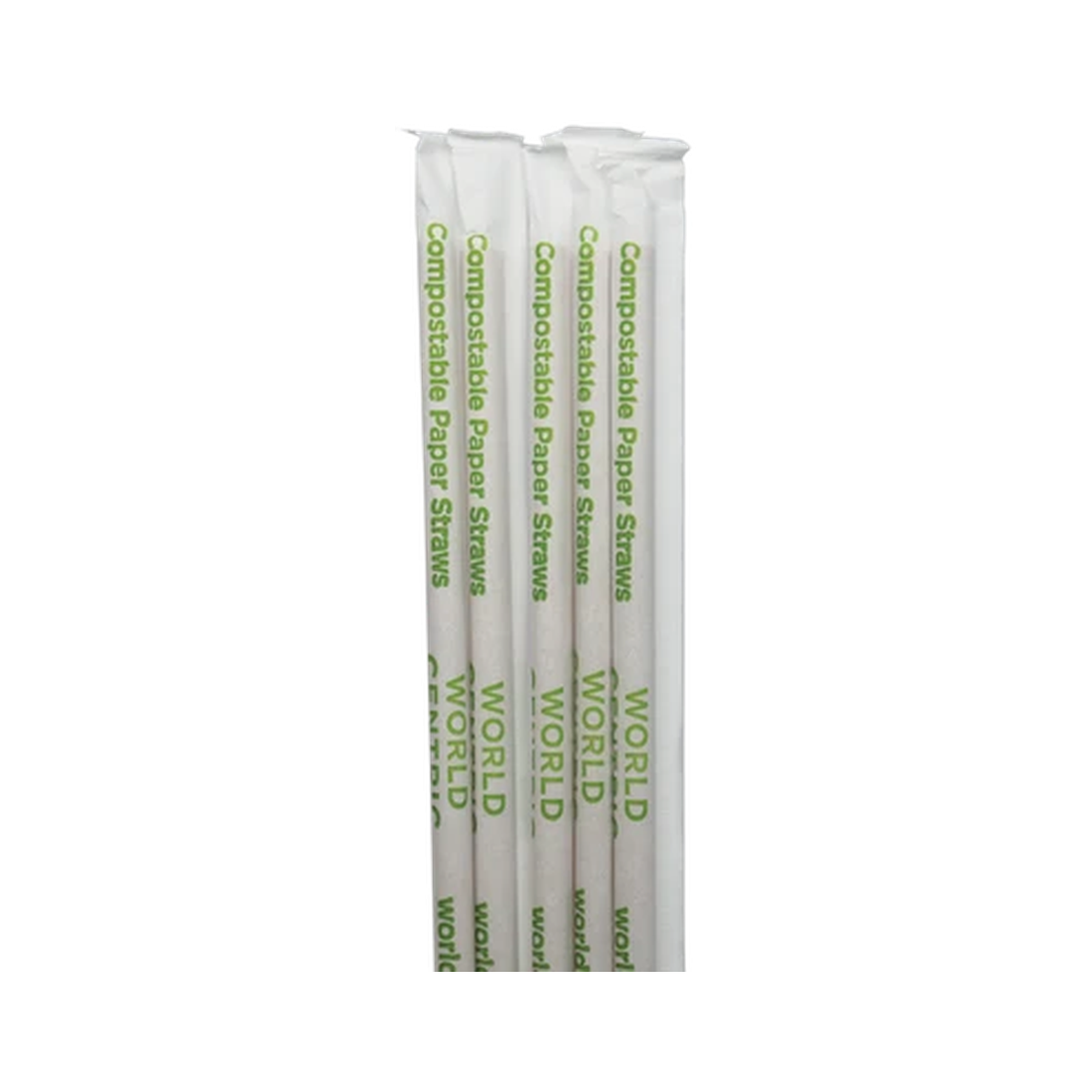 World Centric ST-PA-8W-K 8-inch wrapped kraft paper straws on transparent background