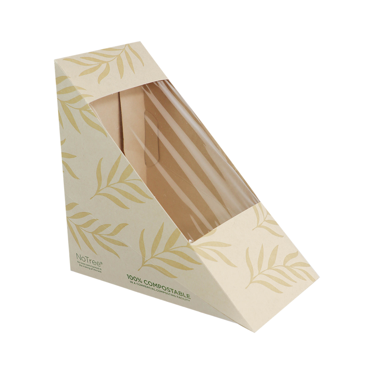 World Centric SW-NT-M empty NoTree sandwich wedge container on transparent background