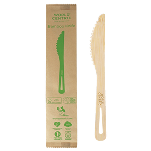 World Centric individually wrapped 6.7-inch bamboo knife, empty product view