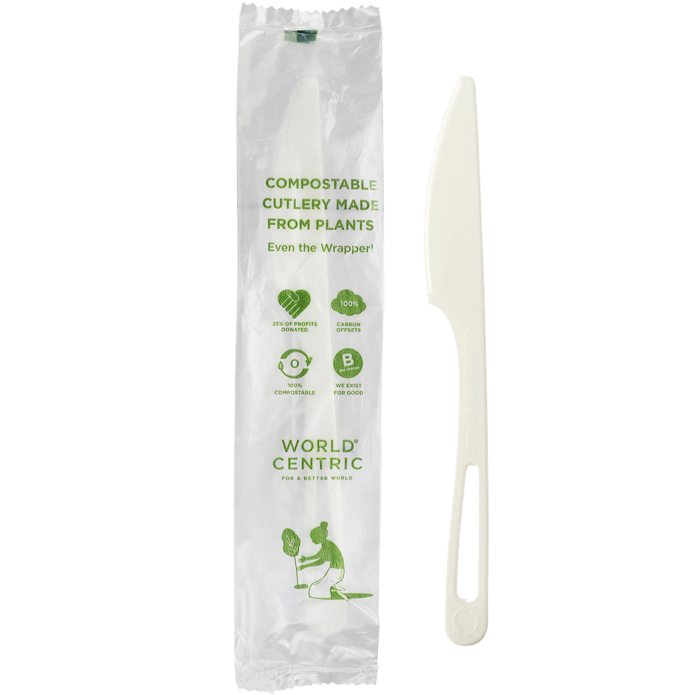 World Centric individually wrapped 6.7-inch TPLA knife, empty product view