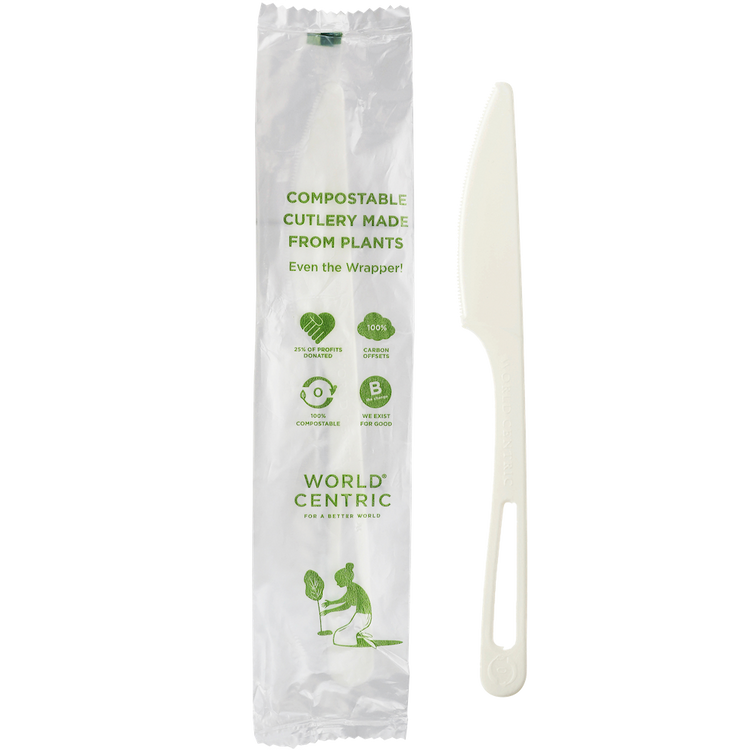 World Centric individually wrapped 6.7-inch TPLA knife, empty product view